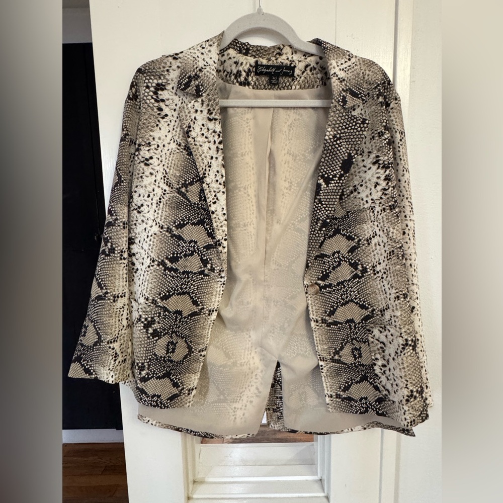 Elizabeth and James Snake Print Blazer in Black and Cream